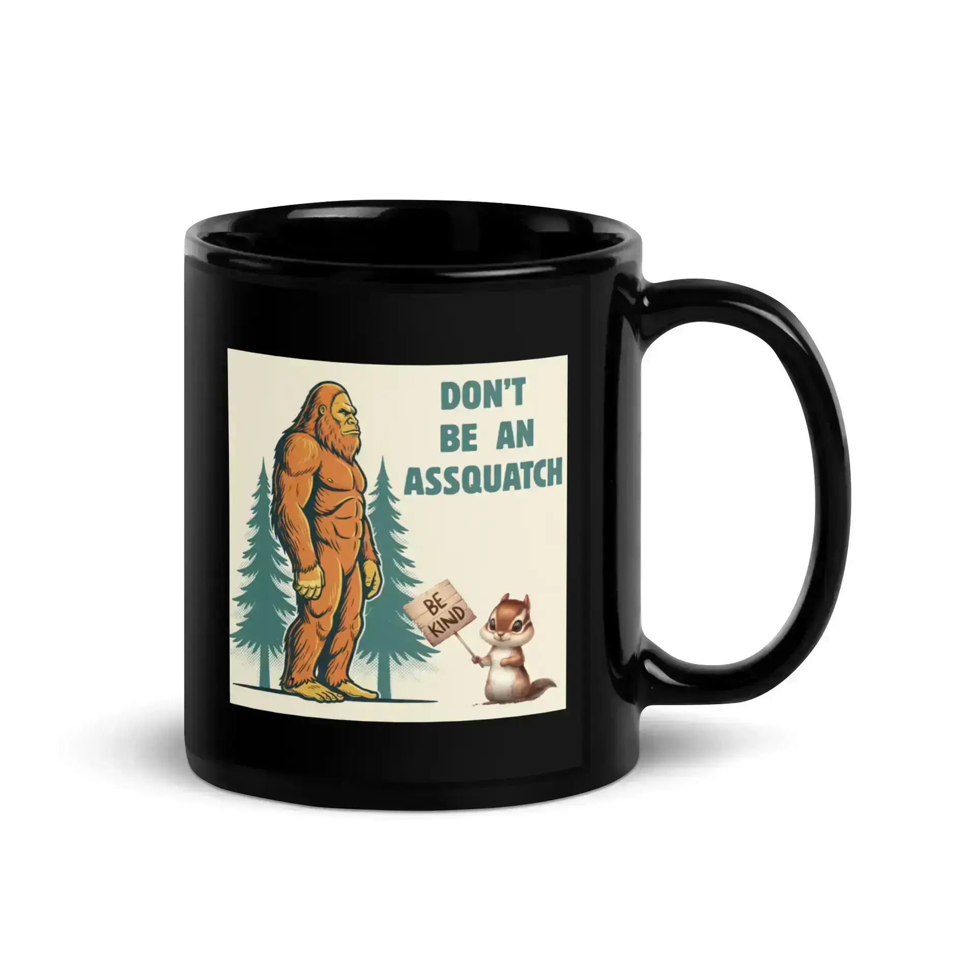 Sasquatch, Assquatch (v1) Black Glossy Mug