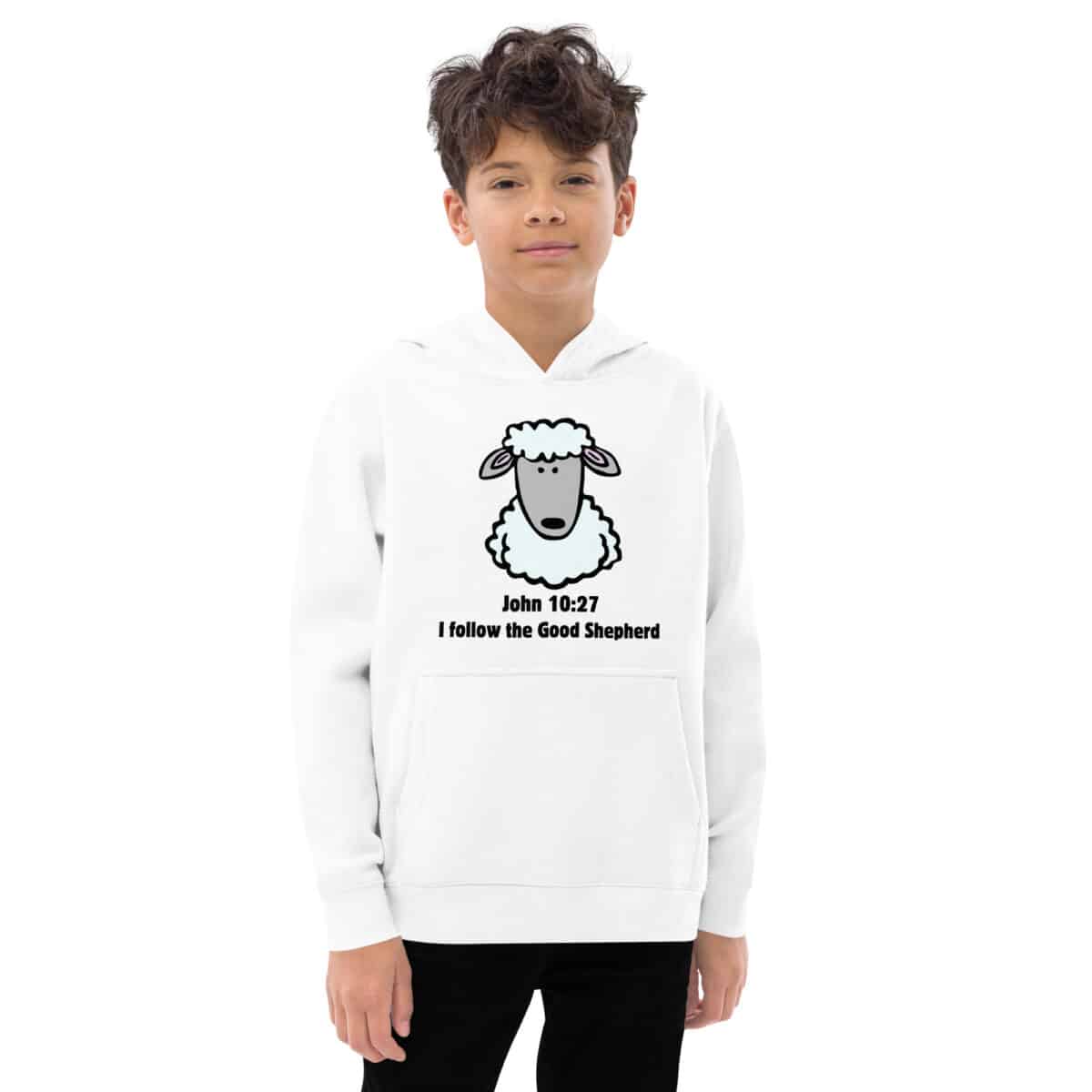 John 10:27 Good Shepherd (v1) Kids fleece hoodie