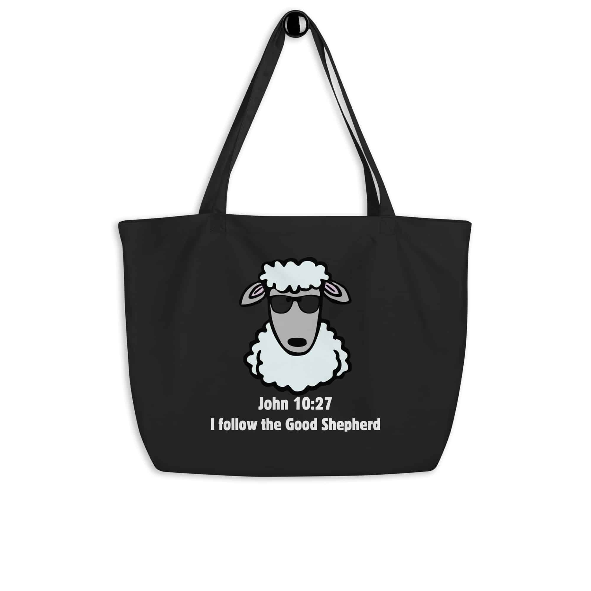 John 10:27 Cool Shepherd Large organic tote bag