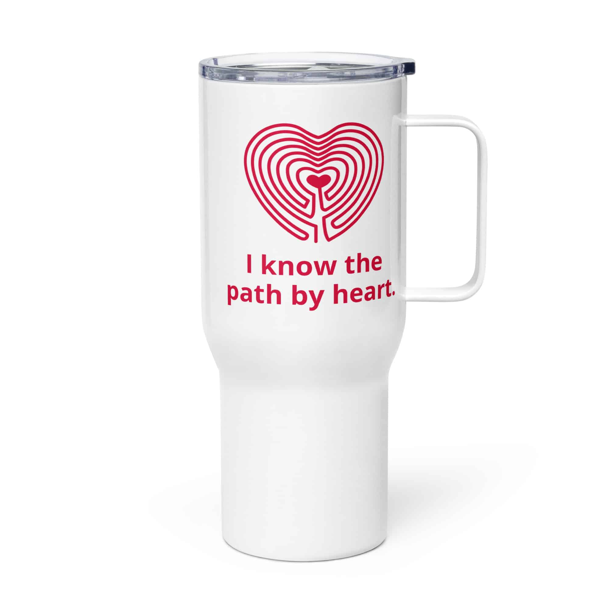 Labyrinth heart labyrinth I know the path by heart Travel mug with a handle
