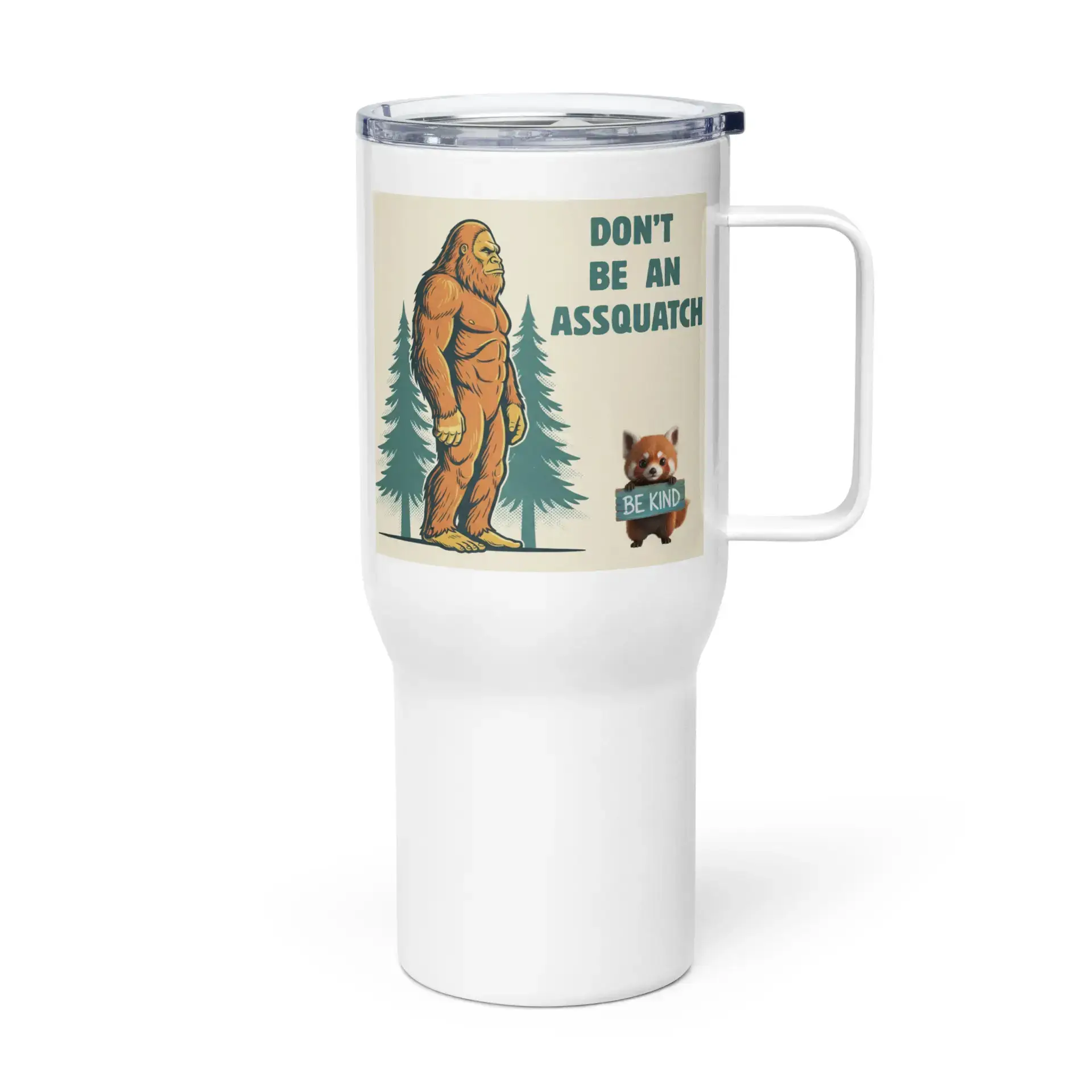 Sasquatch, Assquatch (v2) Travel mug with a handle