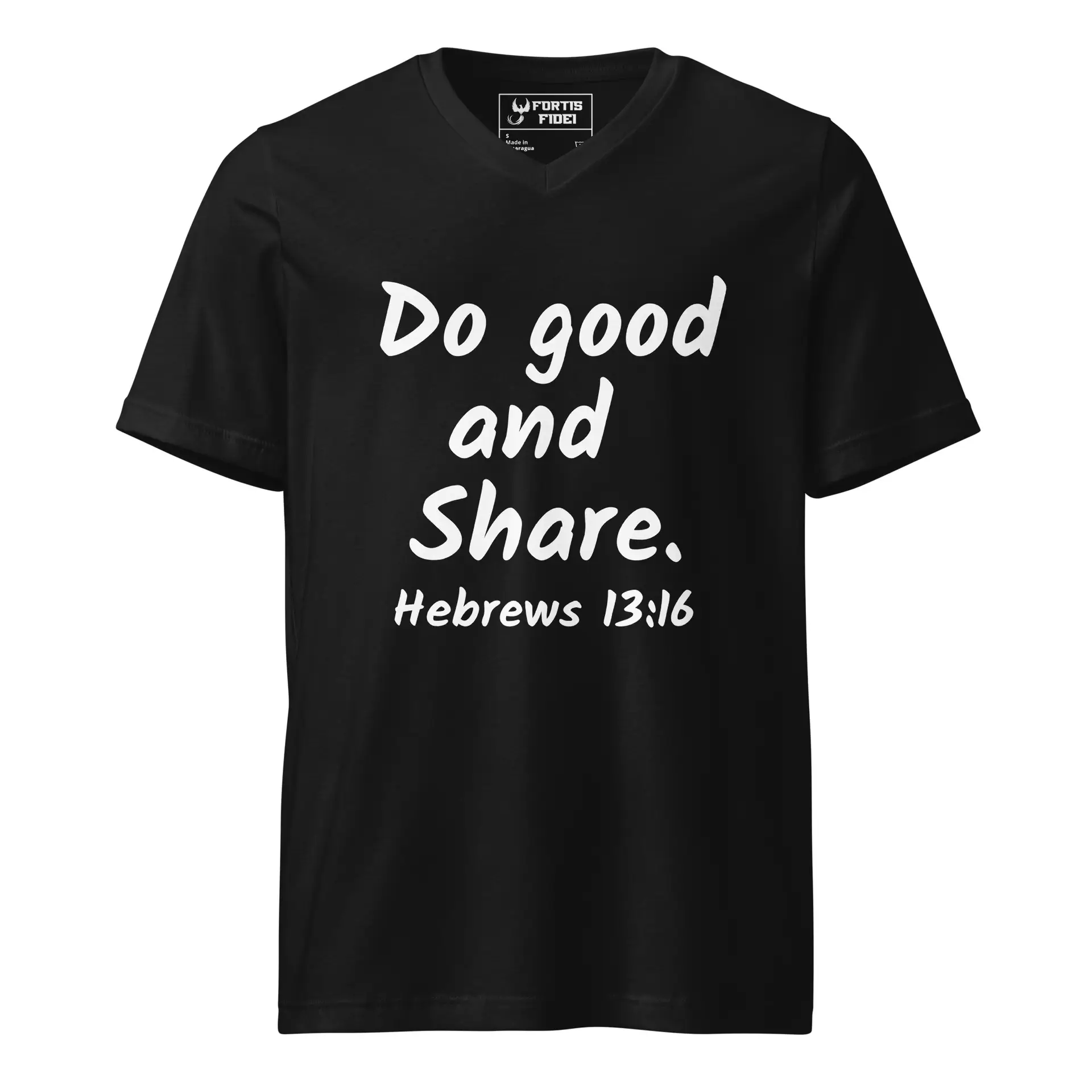 Hebrews 13-16 Do Good Share Unisex Short Sleeve V-Neck T-Shirt