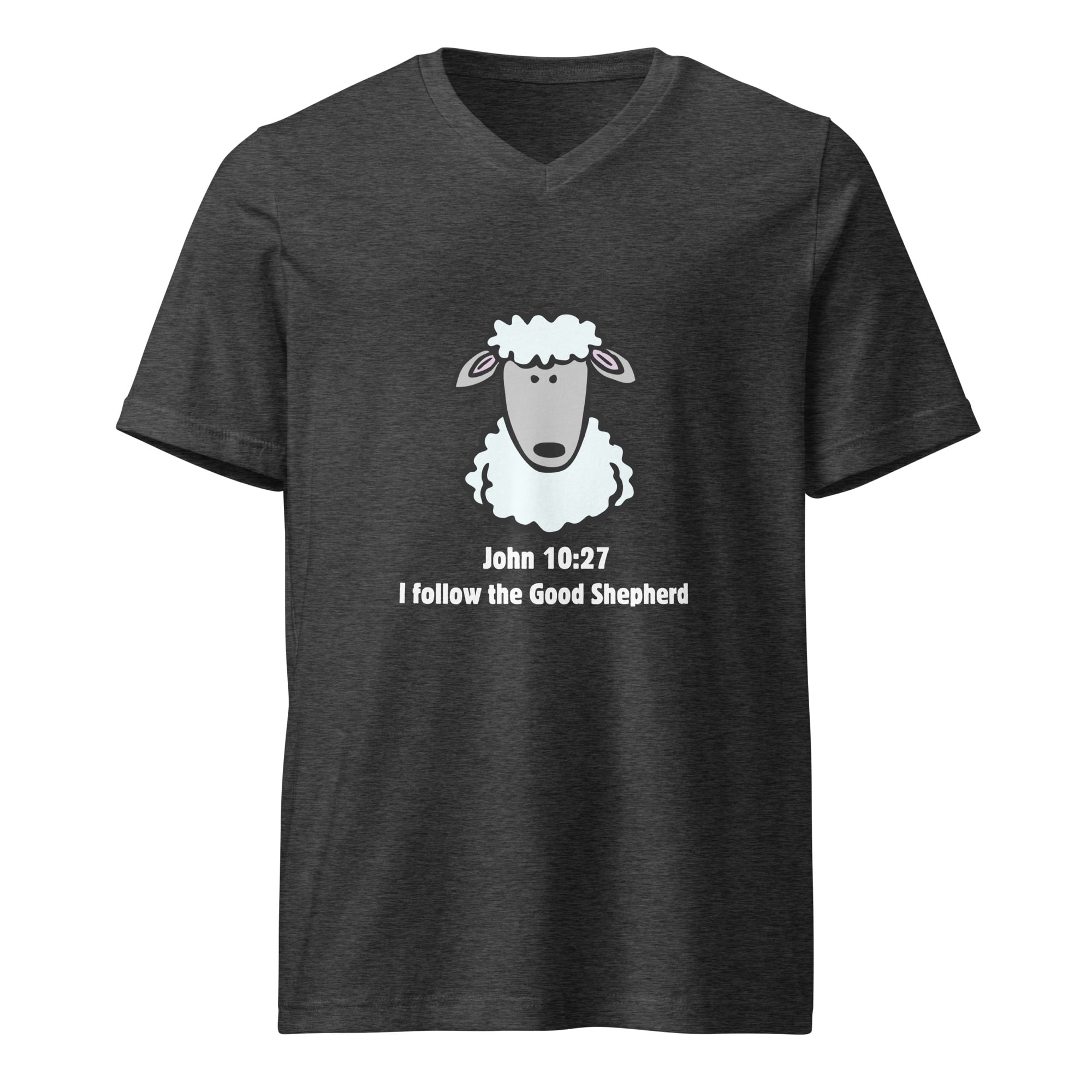 John 10:27 Good Shepherd Unisex Short Sleeve V-Neck T-Shirt