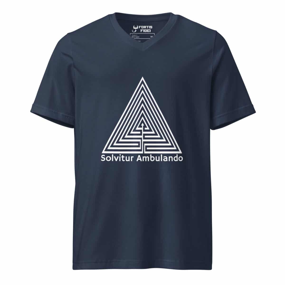 labyrinth triangle labyrinth Solvitur Ambulando Unisex Short Sleeve V-Neck T-Shirt