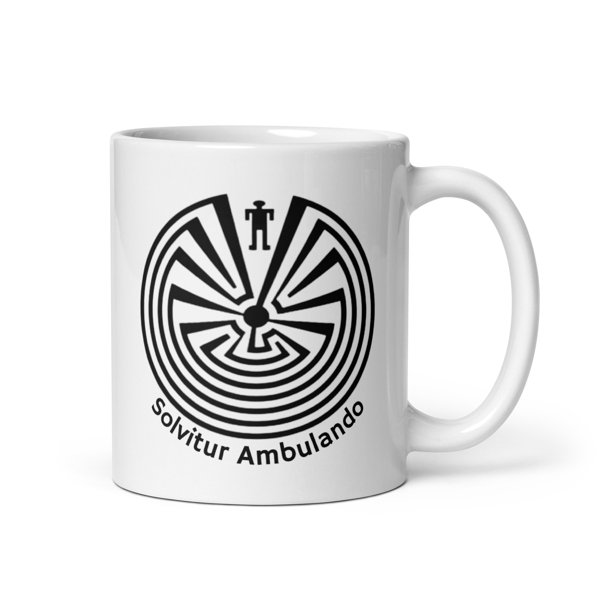 Labyrinth Man in the Maze Solvitur Ambulando White glossy mug