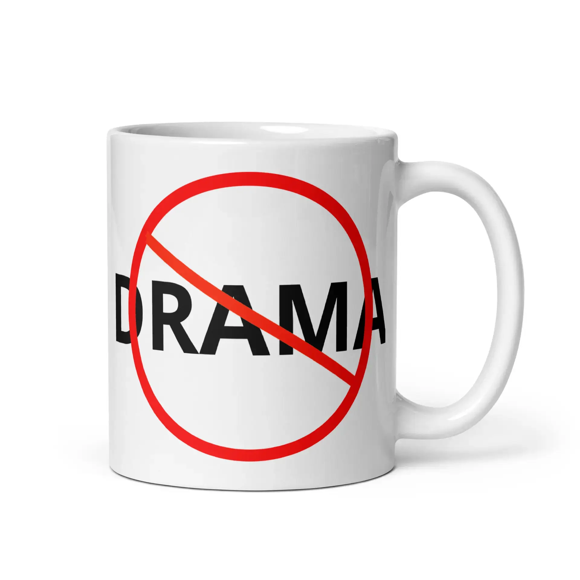 No Drama White glossy mug