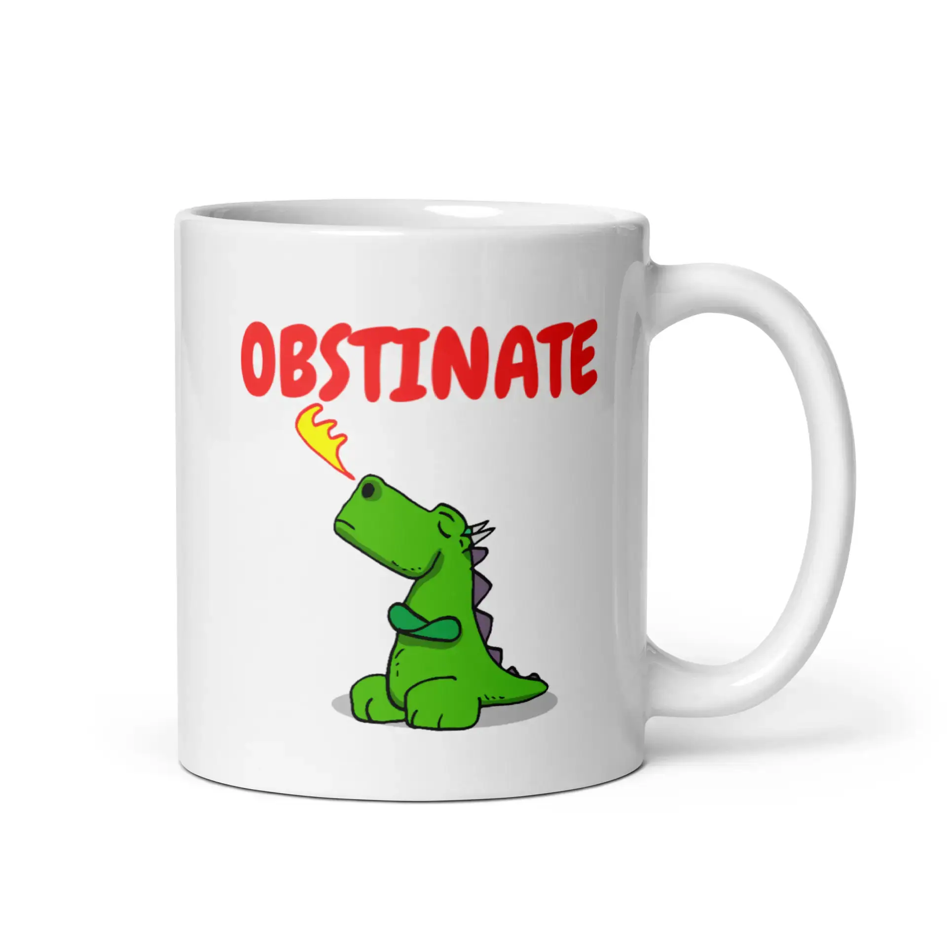 Obstinate Dragon White Glossy Mug