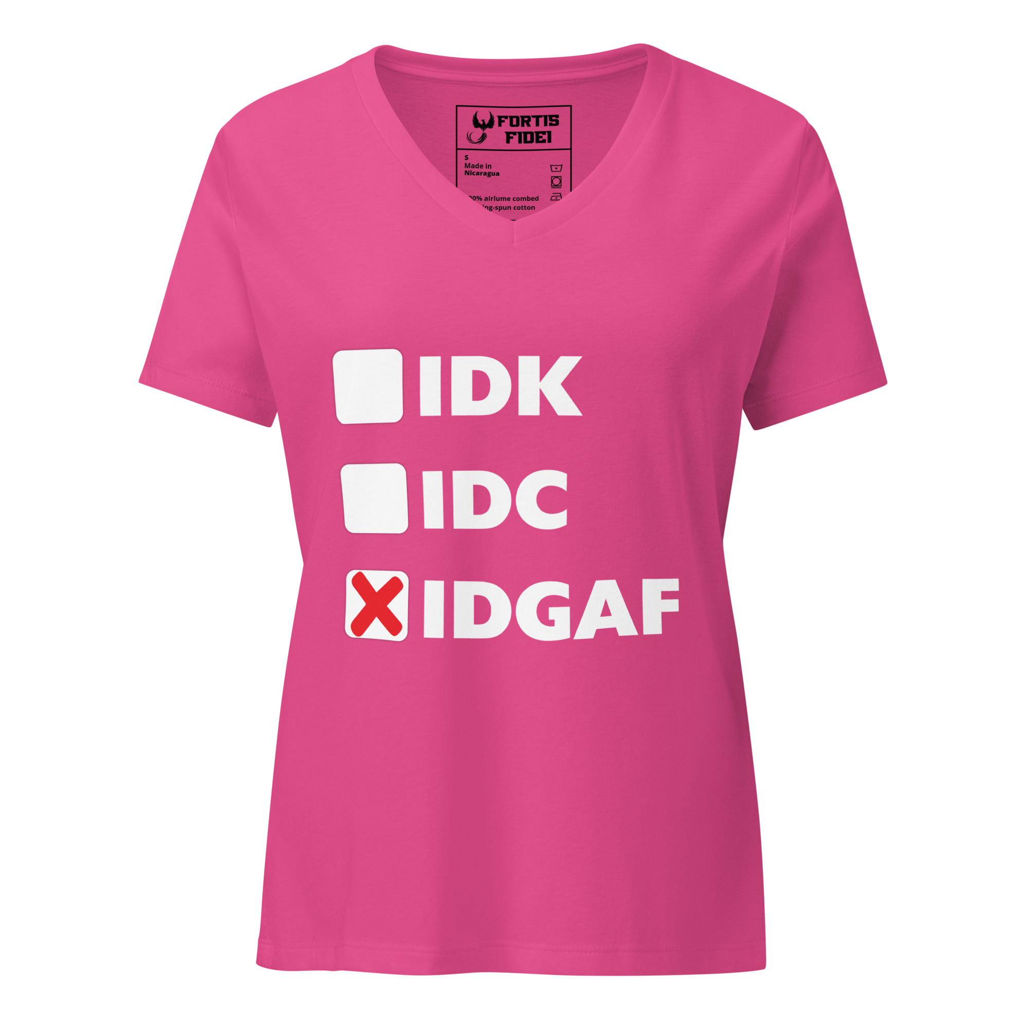 IDGAF Women's Relaxed V-Neck T-Shirt