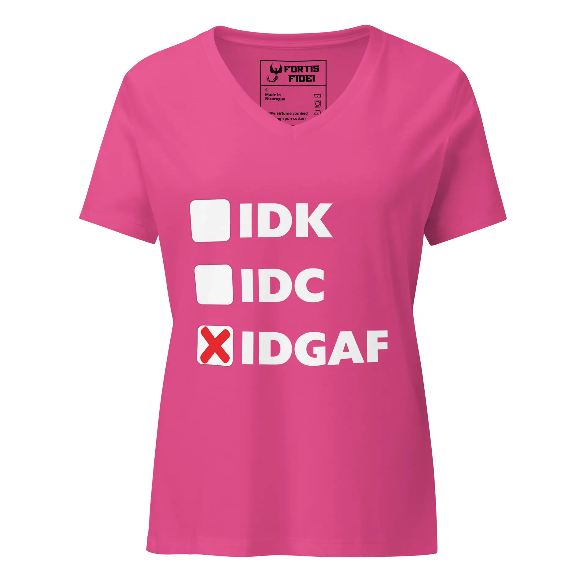 IDGAF Women's Relaxed V-Neck T-Shirt