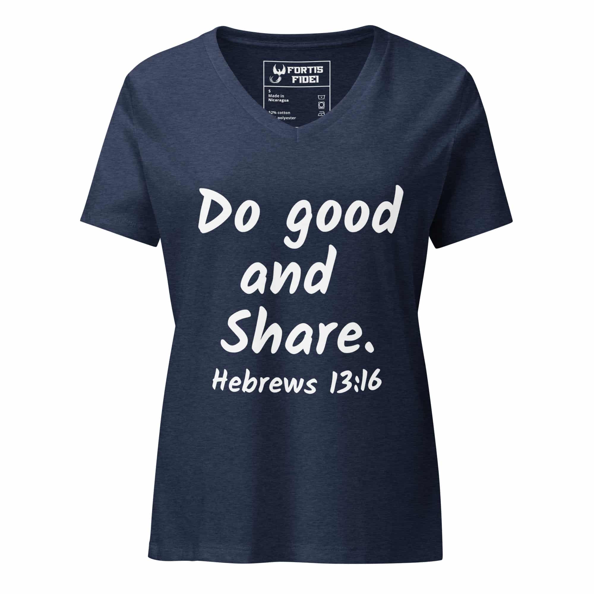Hebrews 13-16 Do Good Share Women’s relaxed v-neck t-shirt
