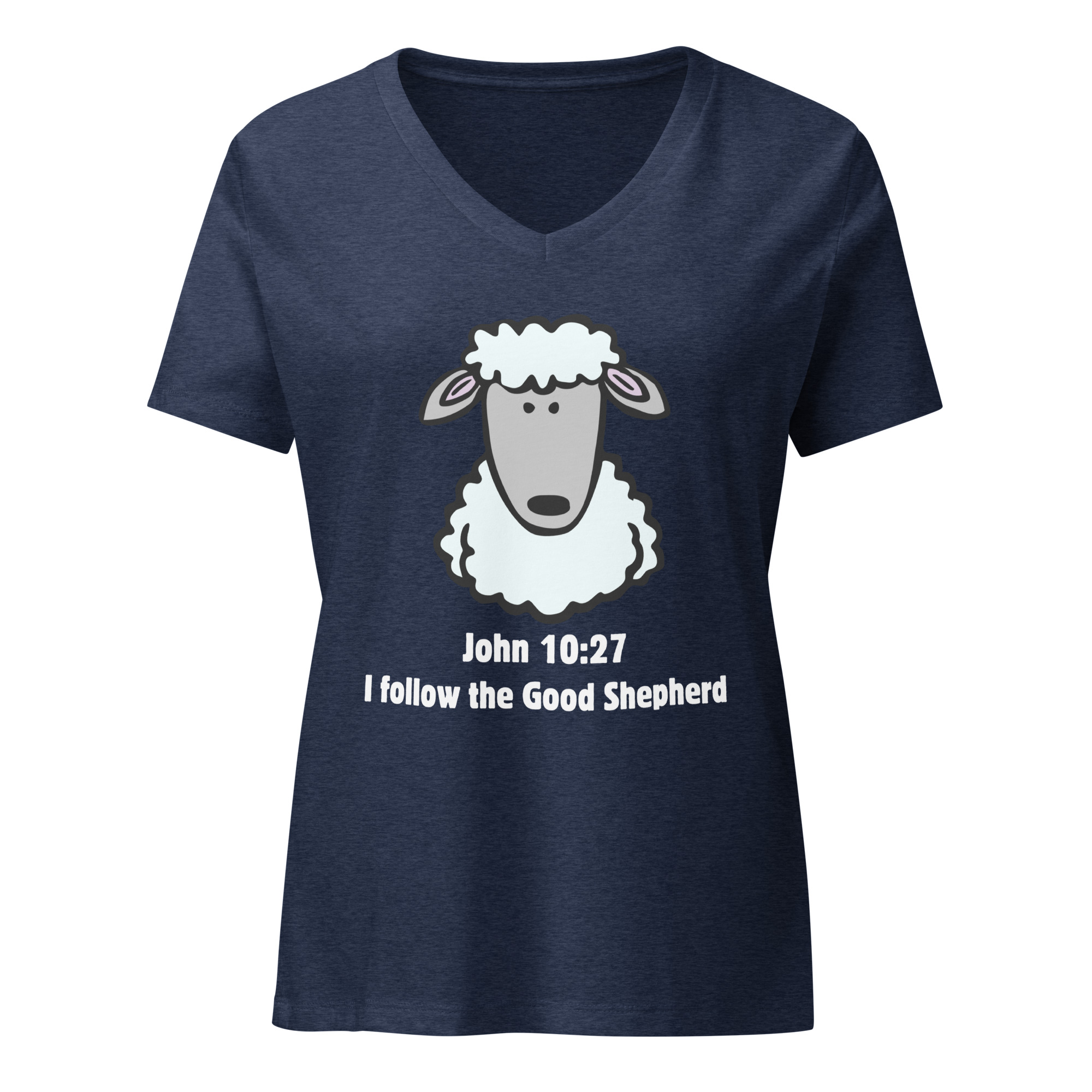 John 10:27 Good Shepherd Women's Relaxed V-Neck T-Shirt