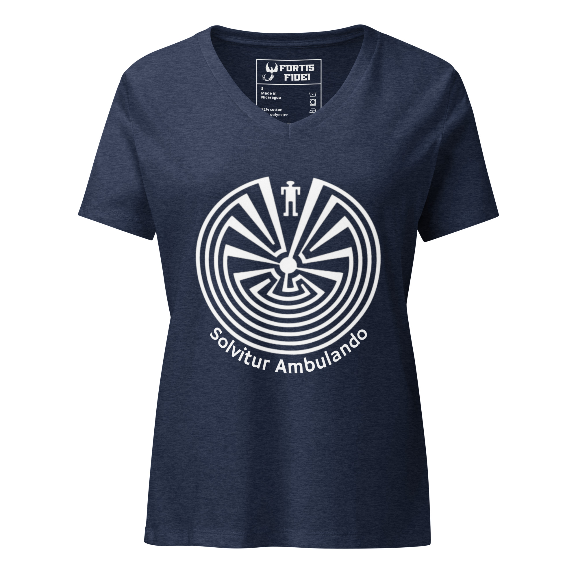 Labyrinth Man in the Maze Solvitur Ambulando Women's relaxed v-neck tee