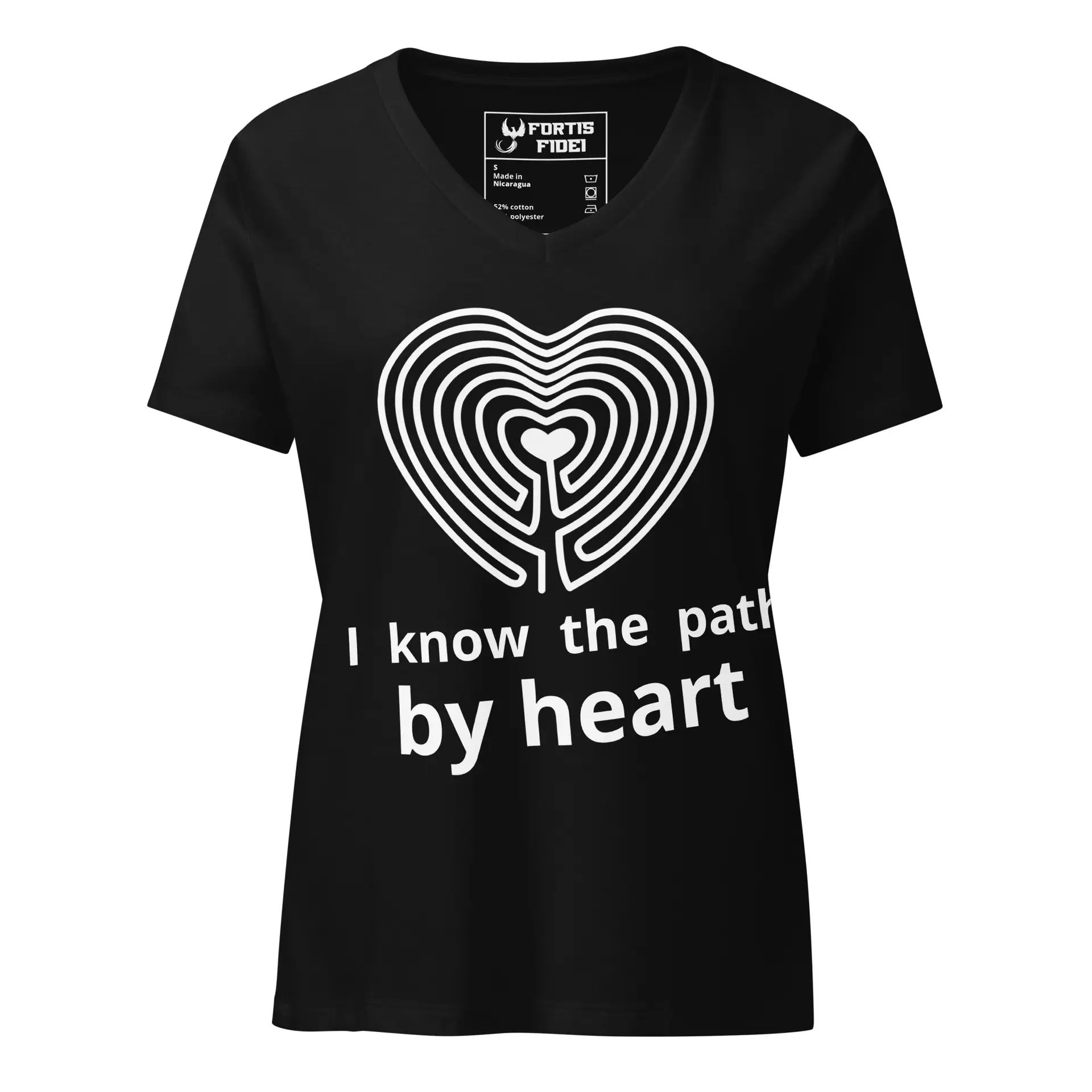 Labyrinth heart labyrinth I know the path by heart Women’s relaxed v-neck t-shirt