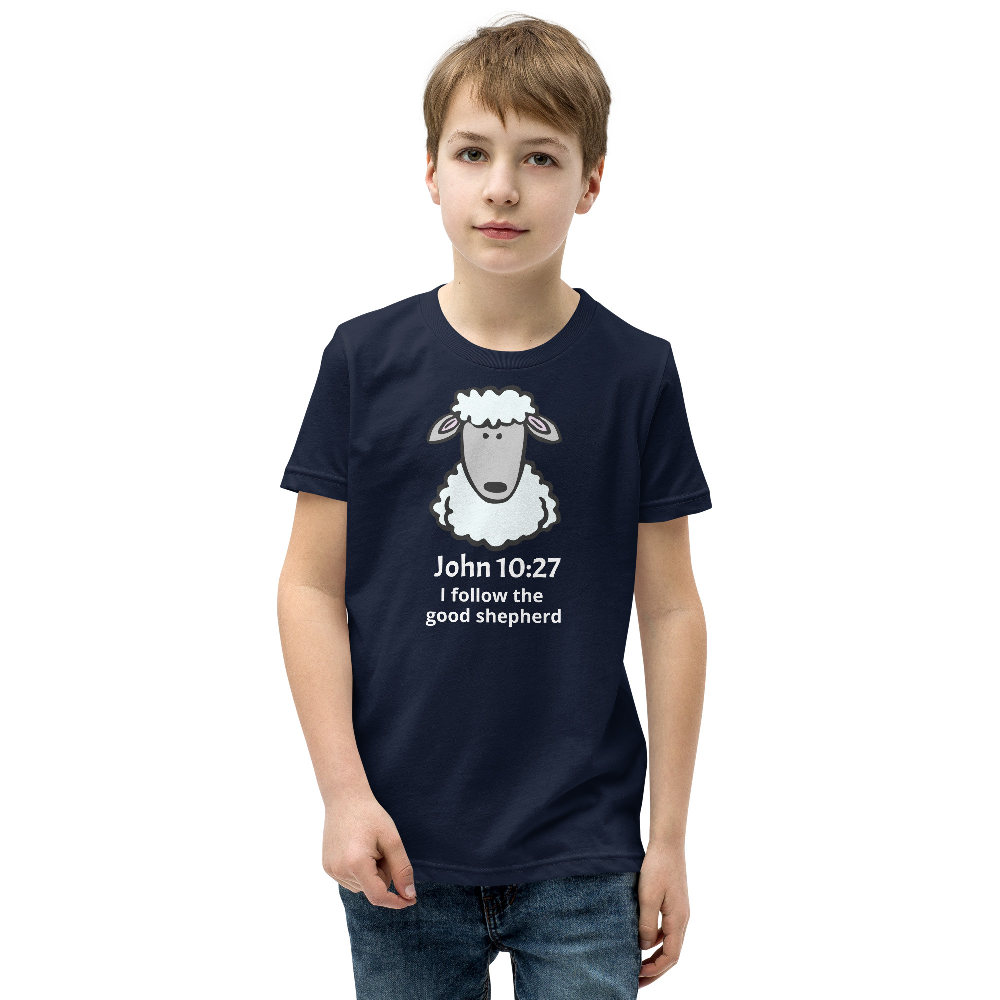 John 10:27 Good Shepherd (v2) Youth Short Sleeve T-Shirt