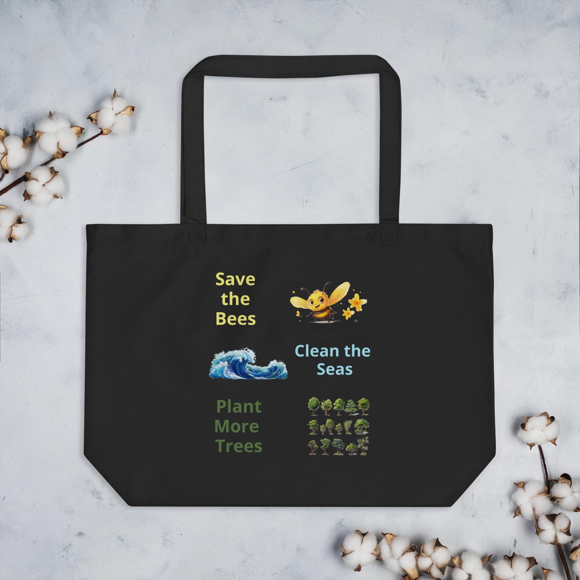 Bees Seas & Trees Large organic tote bag