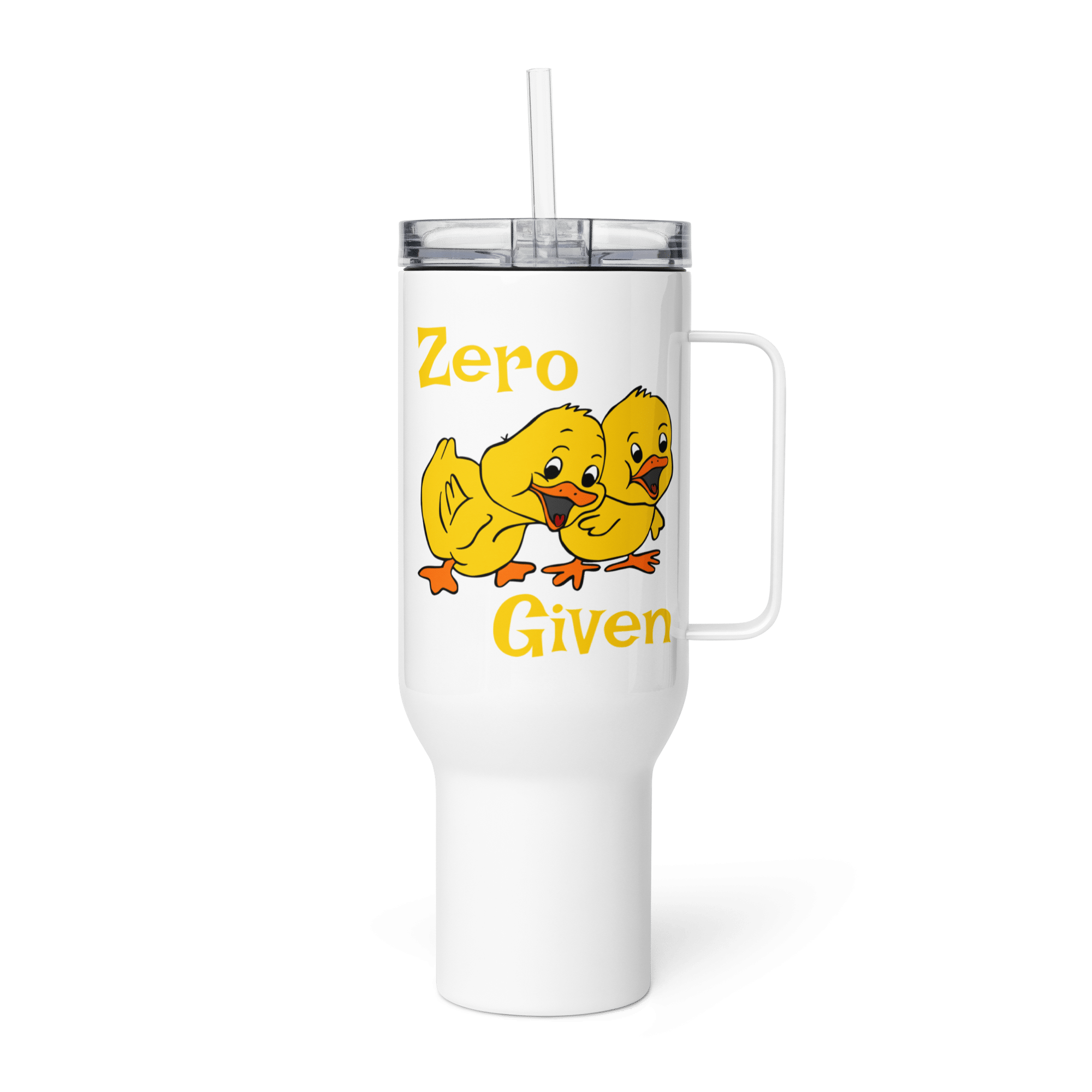 Zero Ducks Given travel mug-with-a-handle-white-40-oz-left-6a38a8f18407c
