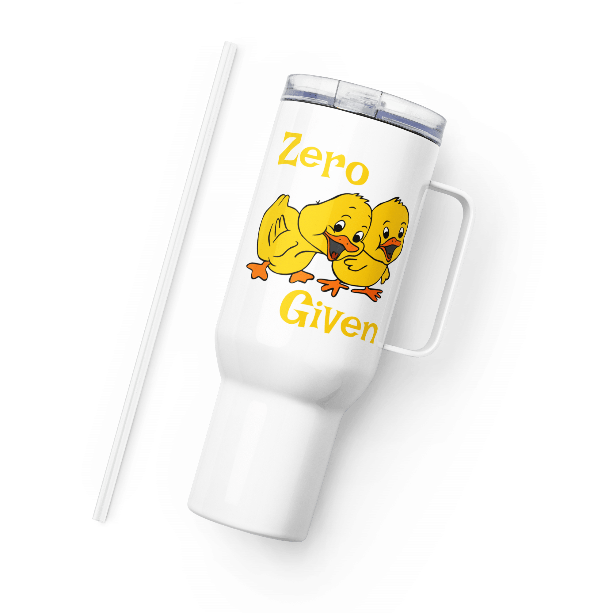 Zero Ducks Given travel mug-with-a-handle-white-40-oz-left-6a38a8f1848ab