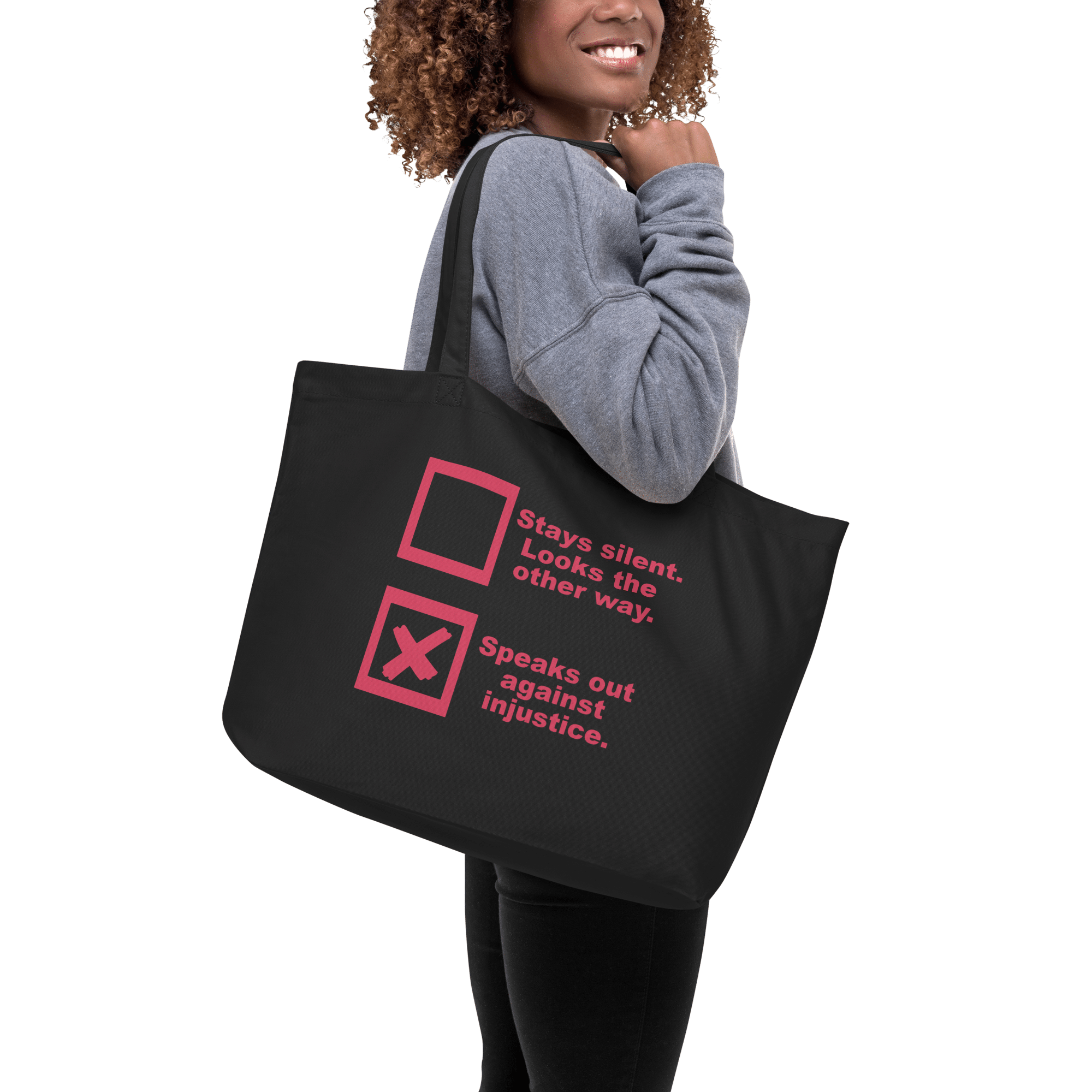 Justice Speaks large eco-tote-black-back-6ad15ba854bb6