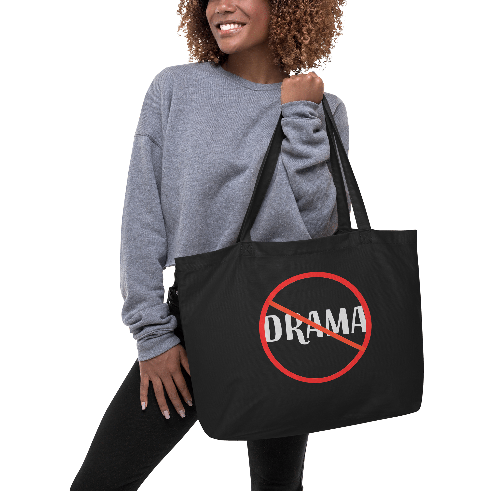 No Drama large eco-tote-black-front-6ad15ade38f53
